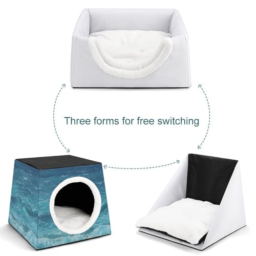 Collapsible Soft Dog Crate Pet Kennel Houses The Deep Ocean Printed Lightweight Travel Crate Kennel Indoor & Outdoor, 13.8"x13.8"x11.8"