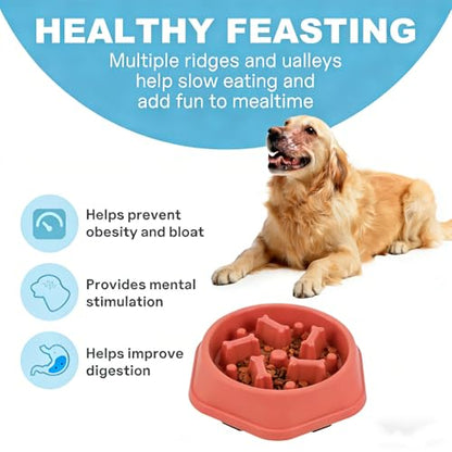 Slow Feeder Dog Bowls Anti Gulping Reduces Gastric Burden Prevents Bloat and Digestive Issues Safe Durable Material Easy to Clean Puppy Slow Feeder Bowl for Healthy Eating Excess Energy Management - color: Pink