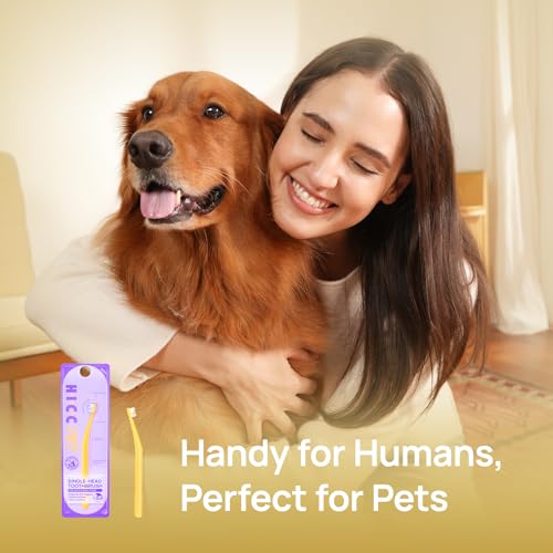 HICC PET Toothbrush for Cats & Small Dogs,Ergonomic Pet Toothbrush for Easy Teeth Cleaning,Gentle on Gums, Cat & Dog Dental Care – Toothpaste Not Included - color: Yellow for Cats & Small Dogs