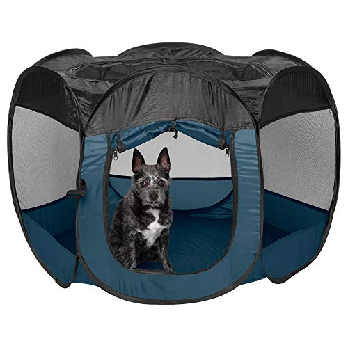 Furhaven Portable Dog Playpen Cat Tent, Pet playground,Kennel foldable indoor outdoor zippered puppy crate - Sailor Blue, Small - color: Sailor Blue, size: Small