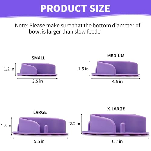 Slow Feeder Dog Bowls Insert, Bestalk Soft Silicone Slow Eating Feeder Insert with Suction Cups for Small, Medium and Large Dogs, Fit into Basic and Elevated Bowls - color: Purple, size: S