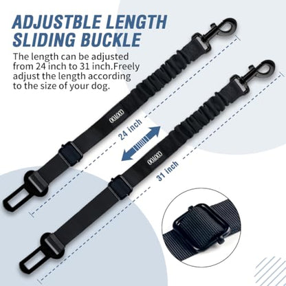COOYOO Dog Seat Belt,3 Piece Set Retractable Dog Car Adjustable Seatbelts for Vehicle Nylon Pet Safety Heavy Duty & Elastic & Durable Car Harness for Dogs - color: Set 07-Black+Grey Blue