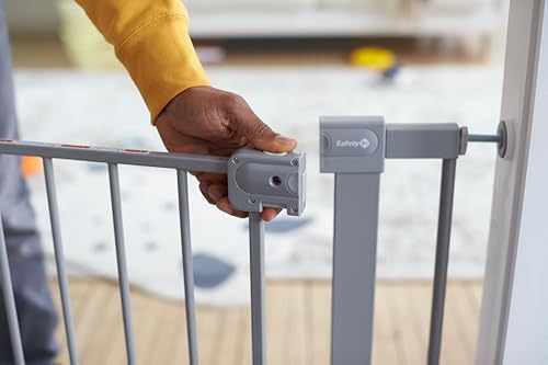 Safety 1st Easy Install Baby Gate for Doorways, Auto-Close Pressure-Mounted Magnetic Latch, Indoor Dog Gates, No Drilling, Fits 29"-38", Grey - color: Gray