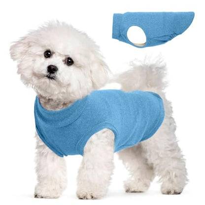 Dog Fleece Vest - Blue, S - Warm and Stretchable Sweatshirt | Sleeveless Lightweight Sweater, Pullover Design for Small Dogs, Chihuahua Clothes, Papillon, Pomeranian - color: Blue, size: Small