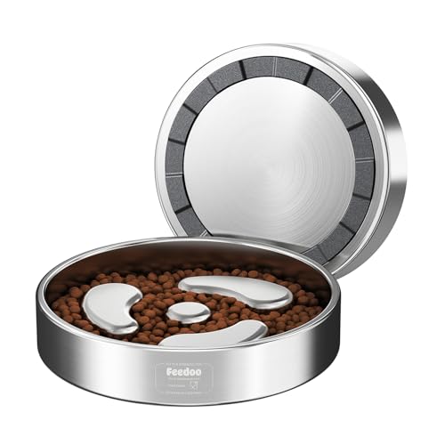 Slow Feeder Dog Bowl-1Cup for Small Puppy, Double-Layer 304 Stainless Steel Puzzle Bowl, Anti-Choking for Fast Eaters, Heavy-Duty Non-Slip Base, Dishwasher Safe - color: Spiral-1Pack, size: S 1~1.5Cups