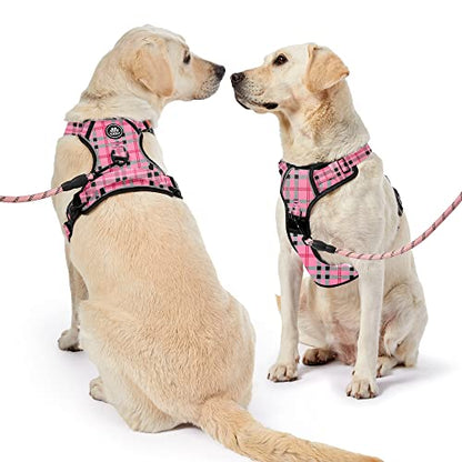 NESTROAD No Pull Dog Harness with Leash, Reflective No Choke Pet Vest Harness,Adjustable Soft Padded Dog Harness with Easy Control Handle for Small Dogs(Checkered Pink,Small) - color: Checkered Pink, size: 【S】neck 11-15" chest 15-21"
