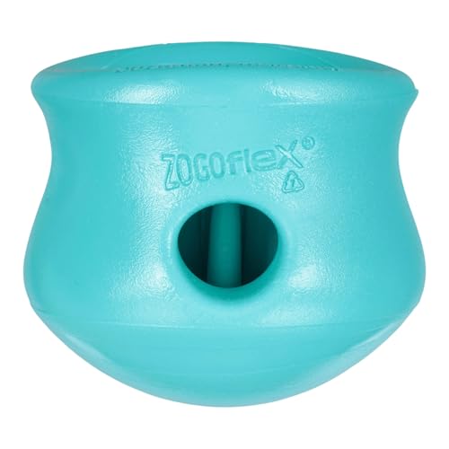 WEST PAW Zogoflex Toppl Interactive Treat Dispensing Puzzle Dog Toy for Mental Stimulation & Enrichment-Holds Kibble & Treats-Lickable, Freezable & Dishwasher Safe-Made in USA-Small-Teal - color: Teal, size: Small