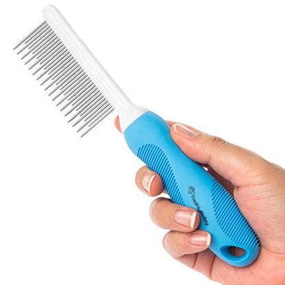 Grooming Comb for Long & Curly Hair in Dogs & Cats - Top Pet Detangler Brush - Removes & Prevents Matted Fur - Perfect for Goldendoodle, Poodle Mixes, and Cat Undercoat