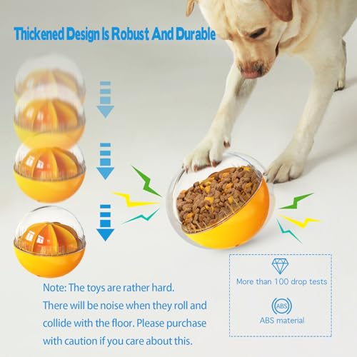 Dog Treat Ball, Interactive Squeaky Mental Stimulation Toys, Slow Feeder Puzzle Toys for Medium/Large Dog Breeds - color: orange