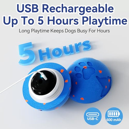 Smart Interactive Dog Toy Ball, Automatic Moving Rolling & Bouncing, Motion Activated E-TPU Dog Ball, Waterproof Chew Resistant for Medium & Large Dogs (Blue) - color: Blue
