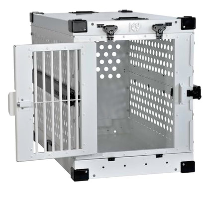 K9 Kennel Boss Aluminum Collapsible Dog Crate, Heavy Duty Folding Kennel - Medium-Long (White) - color: White, size: 40.6"L x 25.2"W x 28.9"H