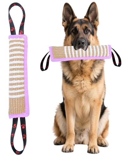 Clysoru Dog Tug Toy Tough Jute Bite Pillow Lasting Training Equipment Puppy to Large Dogs Interactive for Large and Small (Rose Pink) - color: rose pink