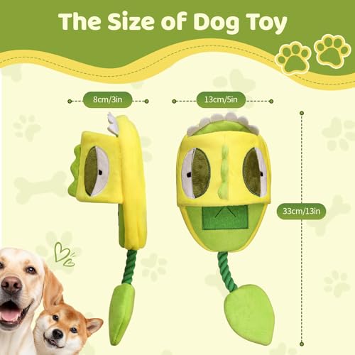 Squeaky Dog Toys, No Stuffing Interactive Dog Chew Toys Built-in Squeaker and Crinkle Paper Sounds Snuffle Foraging Instinct Training Puppy Chew Toys for Small Medium Dogs