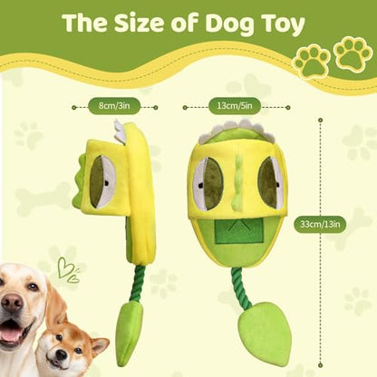 Squeaky Dog Toys, No Stuffing Interactive Dog Chew Toys Built-in Squeaker and Crinkle Paper Sounds Snuffle Foraging Instinct Training Puppy Chew Toys for Small Medium Dogs