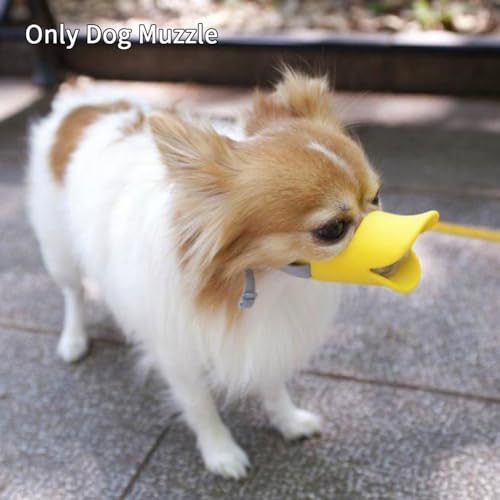 Dog Muzzle, Anti Bite Silicone Duck Mouth Shape Dog Mouth Covers with Adjustable Strap, Stop Barking Chewing, Anti-Called Muzzle for Small Medium Dogs(for 2.5 kg-4.5 kg/Yellow)