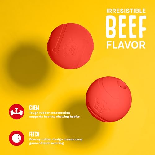 Chew King Flavored Rubber Ball Collection, 3 Inch Beef Flavor Rubber Balls 2-Pk - color: I) 3" 2-Pack (Beef)
