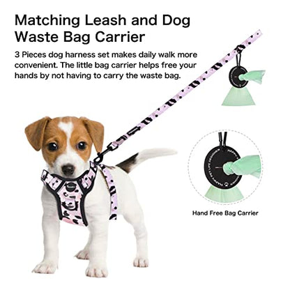 Petmolico Dog Harness for Small Dogs, Cute Harness Vest with Two Leash Clips and Soft Handle, Reflective Easy Walk Puppy Vest - Pink Leopard, Small - color: Pink Leopard, size: Small
