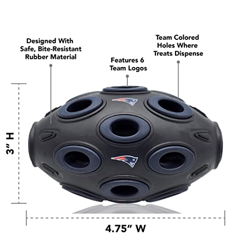 Pets First NFL New England Patriots Football Treat Dispensing Toy for Dogs and Cats, Rubber Ball Dog Toy, Interactive Fun Dog Treat Toy, Natural Rubber Dog Feeding Toy - color: New England Patriots