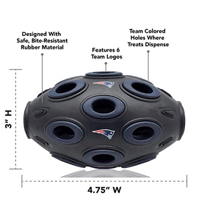 Pets First NFL New England Patriots Football Treat Dispensing Toy for Dogs and Cats, Rubber Ball Dog Toy, Interactive Fun Dog Treat Toy, Natural Rubber Dog Feeding Toy - color: New England Patriots