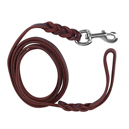 SUNGOOYUE Dog Lead Leash Leather Training Safety Rope 1.6m Padded Handle Lobster Clasp for Walking Running Hiking Medium Dogs (The Material Length is 2 Meters and the net Length) - size: The material length is 2 meters and the net length