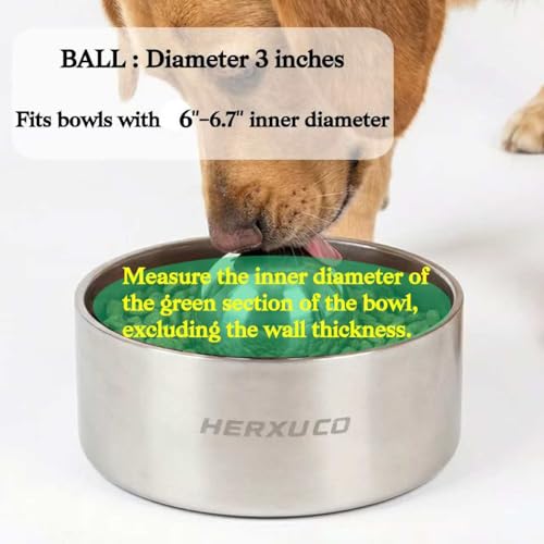 SUS304 Stainless Steel Dog Food Slow Feeder Ball - 3in - Slows Fast Eating, Prevents Choking, Bloating & Obesity - Fun Feeding for All Dogs - Durable, Smooth & High Adaptability (Medium 3Inch) - size: Medium 3Inch