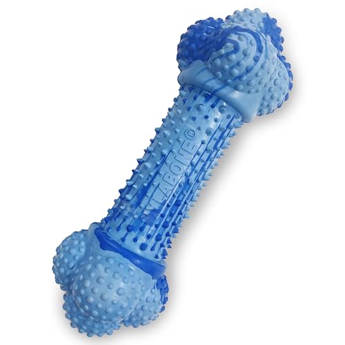 Nylabone Double Action Bone Strong Chew Toy for Dogs, Natural Rubber Dog Toy for Boredom, Peanut Butter Flavor, Large Dogs - Up to 50 lbs, 1 Count - size: Large