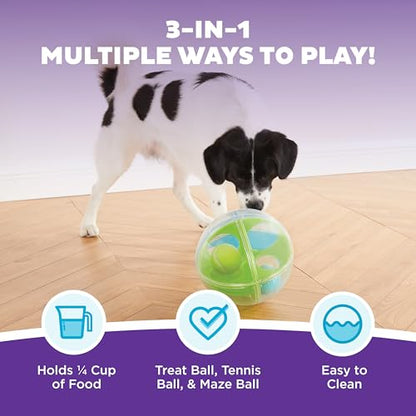 Outward Hound by Nina Ottosson A-Maze Ball Dog Treat Puzzle Ball, Level 2 Intermediate, 8.46" Diameter, Green - color: A-Maze Ball (Blue, Green)