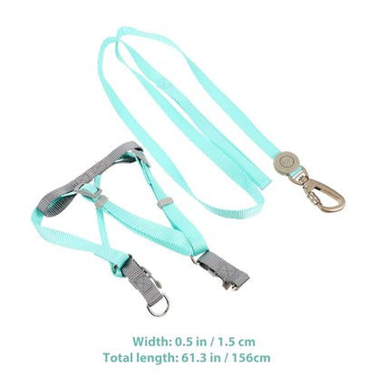 jojofuny Adjustable Escape Proof Dog Harness with Dual D-Shaped Rings, Lightweight Green Medium Pet Harness for Walking and Outdoor Use