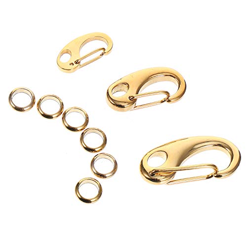 Mikikit Dog Tag Clips: 3Pcs Pet ID Tag for Pet Collar and Harness Flag Clips for Flag Pole Carabiner of Stainless Steel Standard Quick with 6Pcs Rings- Gold