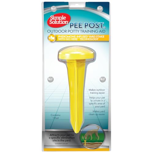 Simple Solution Pee Post Outdoor Dog Training Aid, 13-Inch Pheromone Infused Yard Marking Stake for Puppy Potty Training, Housebreaking, Lawn and Garden Dog Pee Attractant, Reusable Potty Helper - size: 13 INCH