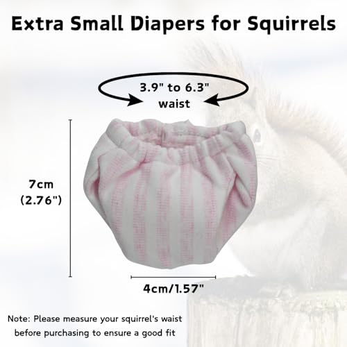 Washable Squirrel Diapers - Extra Small Reusable Pet Cloth Diapers Highly Absorbent Leak-Proof Urine Wet Pants with Adjustable Waistline for Indoor Squirrel (Pink, M (3.9" - 6.3"), Count, 1) - color: Pink