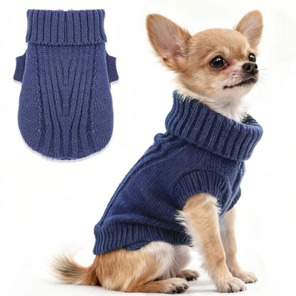 Dog Sweaters for Small Dogs Male Puppy Sweater Fall Winter Dog Knitted Sweaters Warm Puppy Clothes Sweater Pet Knitwear Tiny Dog Clothes (Navy Blue, Small) - color: Navy Blue, size: Small