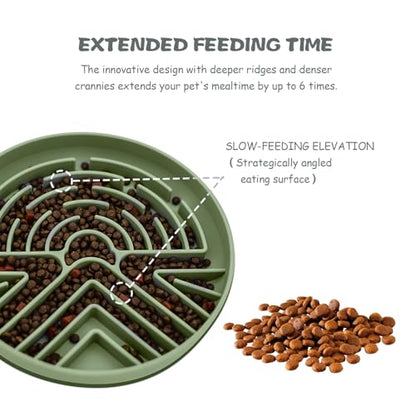 Lesipee Slow Feeder Dog Bowl for Large & Small Pets, Anti Choking Puzzle Dog Food Bowl with Non-Slip Base, Interactive Pet Slow Eating, Silicone Cat Feeder for Puppies & Cats(Grey Green) - color: Grey Green