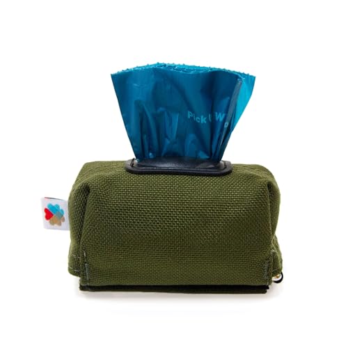 Dog Poop Bag Holder for Leashes, Cat Waste Bag Dispenser, 1000D Nylon, Attach to Cat Leash, Poop Bag Dispenser, Fits Standard Dog Poop Bags - Wildebeest(Olive) - color: Olive