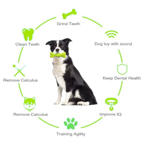 Bone Shape Dog Squeaky Toys, Durable Dog Chew Toys for Aggressive Chewers, Puppy Teething Toys for Small/Medium Dogs Natural Rubber Puppy Chew Toys for Teething