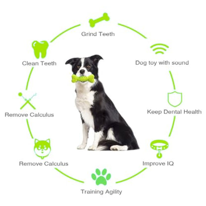 Bone Shape Dog Squeaky Toys, Durable Dog Chew Toys for Aggressive Chewers, Puppy Teething Toys for Small/Medium Dogs Natural Rubber Puppy Chew Toys for Teething