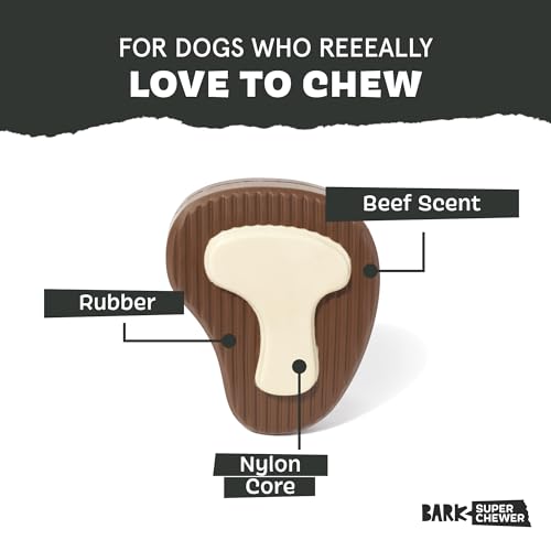 Barkbox Super Chewer Tough Dog Chew Toys for Aggressive Chewers, Dental Stimulating (T Bone - Large) - color: Mr. T-Bone - Large, size: Medium/Large