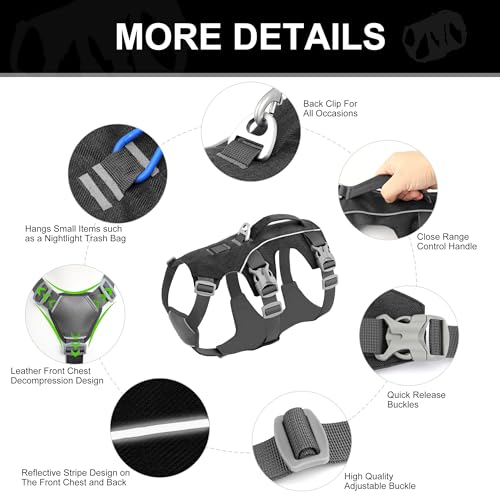 Escape Proof Dog Harness Medium Sized Dog, Reflective No Pull Dog Vest with Handle, Lightweight Full Body Pet Harness Adjustable for Walking,Training(Black,Chest:17-32") - color: Black, size: M: Chest 17-32", Fit 25-55 lbs