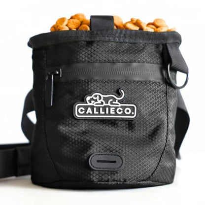Callieco Mini Dog Treat Pouch with Magnetic & Zipper Closure | Small Waist Belt Training Behavior Aid Bag for Dog Walking with Poop Bag Dispenser (Black) - color: Black