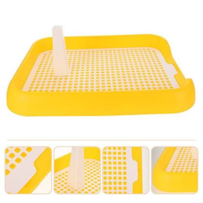 Indoor Dog Potty Tray - Mesh Dog Training Toilet Plastic Potty Tray Puppy Toilet -Slide Training Holder for Small and Medium s (Yellow) - color: Yellow