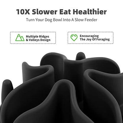 Jaoul Slow Feeder Dog Bowls Insert, Puzzle Slow Feeder Insert with 21 Octopus Suction Cups for Small Breed Dog Food Bowls (4 inch, Black) - color: Black, size: Small(4inch)