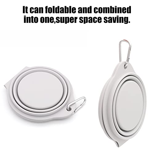 SLSON Collapsible Dog Bowls,Integrated Molding Dog Double Bowl No Plastic Rim 2 in 1 Foldable Pet Food & Water Bowl Cat Feeder Dish for Walking,Hiking,Camping (Cold Grey) - color: Cold Grey