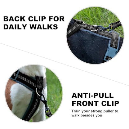 Plutus Pet No Pull Dog Harness, Adjustable Nylon Harness with Soft Padding, Reflective and Heavy Duty Dog Harness for Small, Medium, Large Dogs(Black, L) - color: Black, size: L