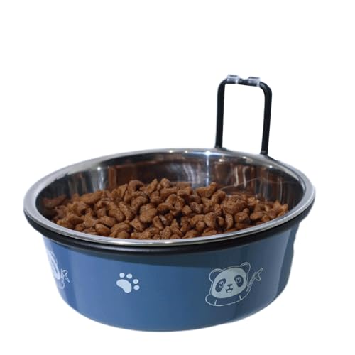 Wall Mounted Cat Food Bowls Stainless Steel Pet Feeding Station Food Bowls with Stands for Puppy Small Dogs Cats (Blue, 14cm)