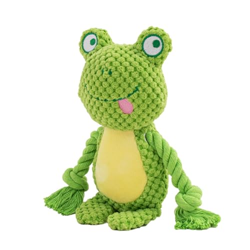 Dog Toys, Dog Squeaker Toys with Crinkle Paper, Stuffed Animal Dog Plush Chewing Toy, Cotton Rope Interactive Toys for Puppy, Small, Middle Dogs (Green Frog) - color: Green