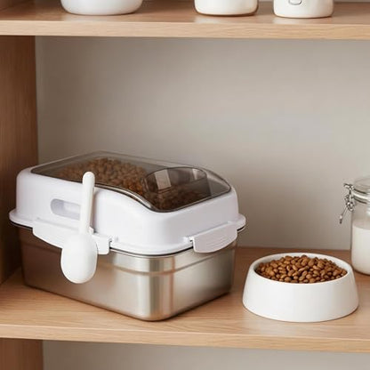 ALL FOR PAWS Stainless Steel Pet Food Storage Container with Airtight Lid & Scoop, 304 Stainless Metal Storage Bin for Dry Cat Food&Treats, Bird Seed, Up to 7 Lbs, Keep Fresh, Easy to Clean