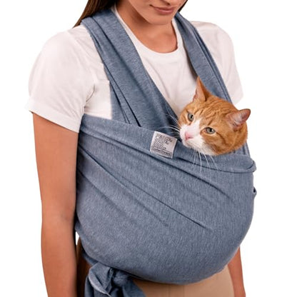 Cat Sling Carrier for Small Pets – Anti-Anxiety Cat Sling, Kitten Pouch – Pet Sling in Gray Black Blue Green Pink Yellow (Gray, Standard) - color: Gray, size: Standard