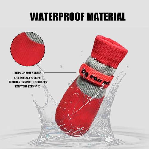 Anti Slip Dog Socks Boots, Dog Shoes for Paw Protection, Red, 16.5-27.5 lb - color: Red, size: 16.5-27.5 lb