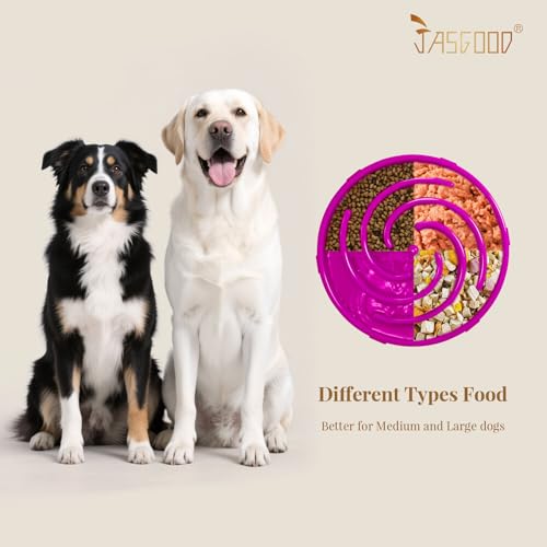JASGOOD Slow Feeder Dogs Bowl for Large Medium Dogs,Anti-Gulping Pet Slower Food Feeding Bowls Stop Bloat,Preventing Choking - color: F-Purple