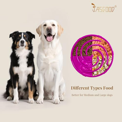 JASGOOD Slow Feeder Dogs Bowl for Large Medium Dogs,Anti-Gulping Pet Slower Food Feeding Bowls Stop Bloat,Preventing Choking - color: F-Purple